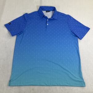 Sunday Swagger Golf Polo Shirt Blue Ombre Palm Tree Short Sleeve Men's Size XL